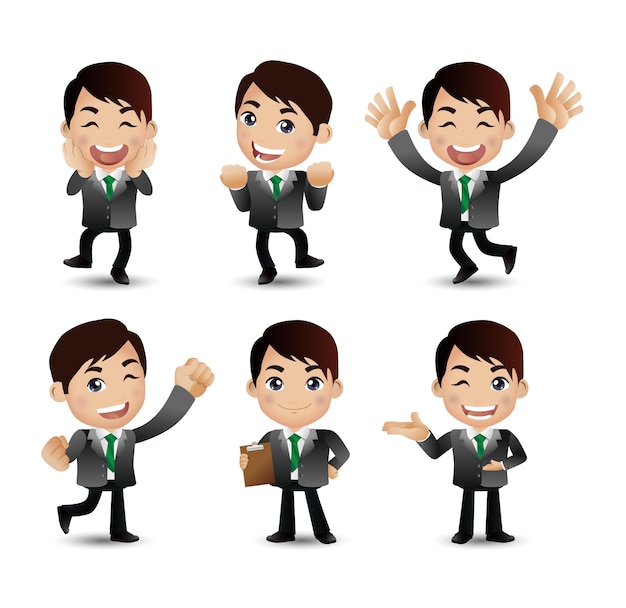 business men with different poses