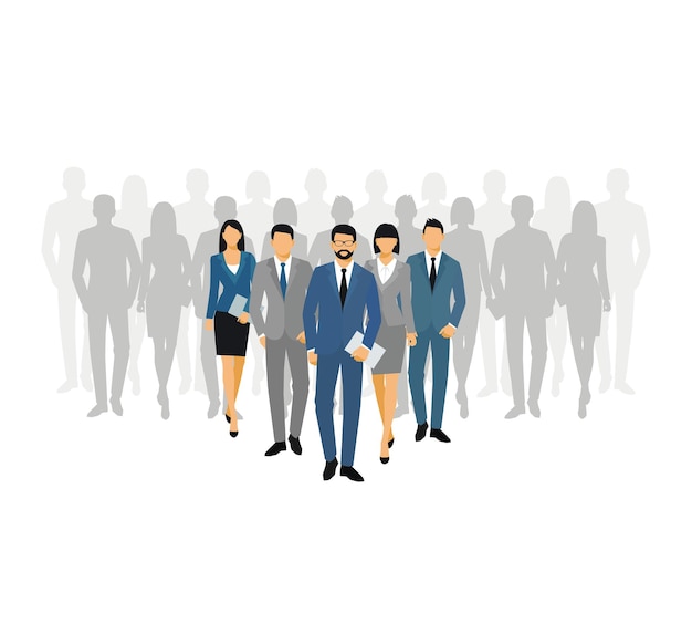 Business men and women silhouette team business people group\
hold document folders teamwork