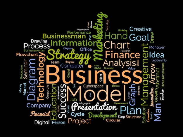 Vector business model word cloud template business diagram concept vector background