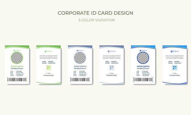 ビジネスのモダンでクリエイティブな企業の従業員 ID カード テンプレート プレミアム ベクトル