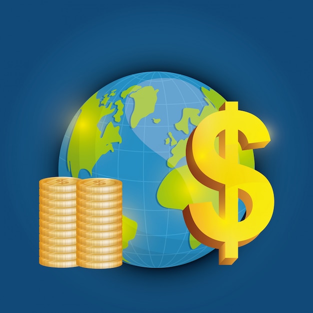 ベクトル ビジネス、お金、グローバル経済