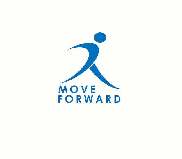 Business move forward logo design symbol vector abstract running man pursuing of successful