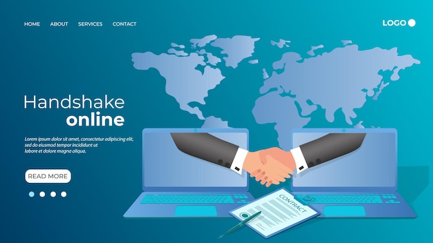 Business negotiations onlineHandshake onlineThe signing of the contract