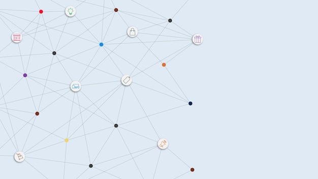 business network connection with icons and connected dots lines communication technology background