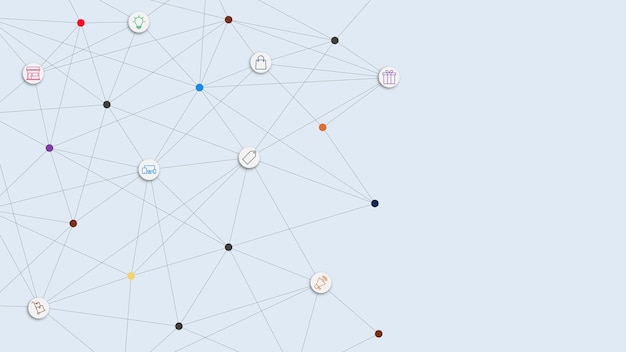 Business network connection with icons and connected dots lines communication technology background