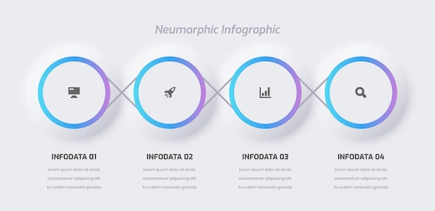 Business neumorphic infographic presentation with gradient color circle label 4 option and icon