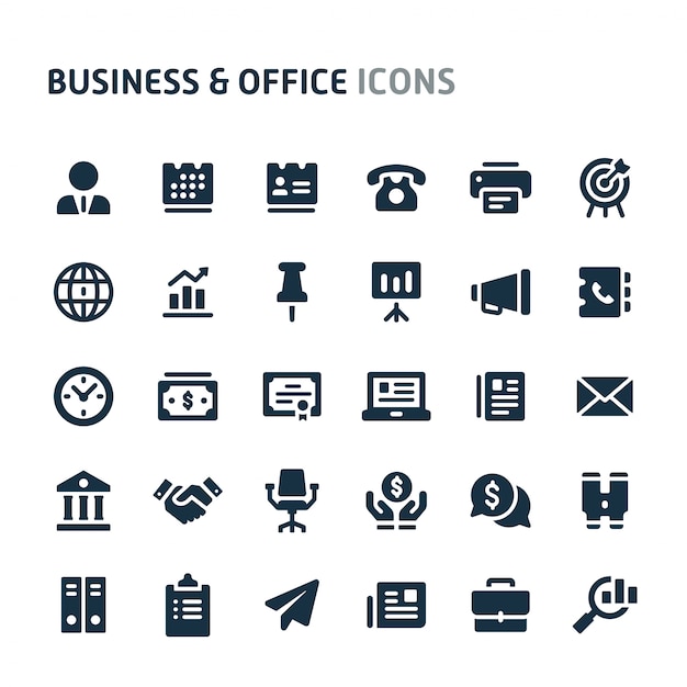 Vector business & office icon set. fillio black icon series.