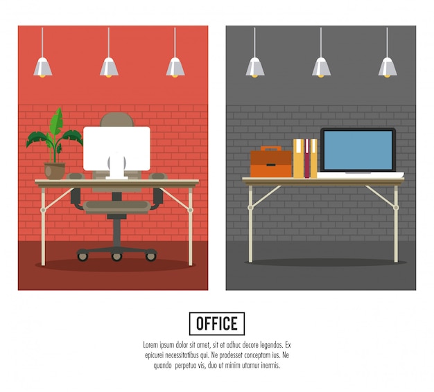 Vector business office interior banner information