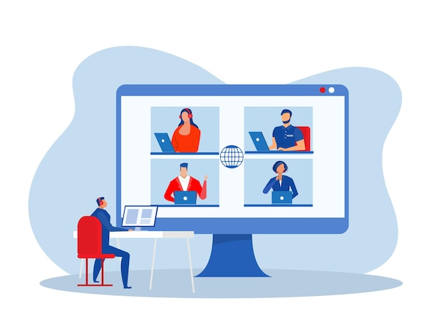 business online conference at home business webinar  vector concept