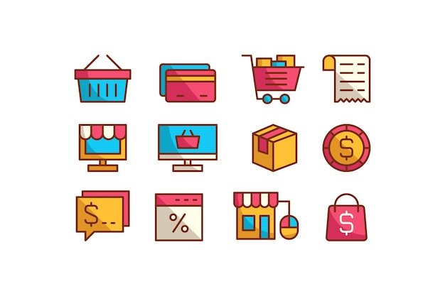 Vector business online shop icon set