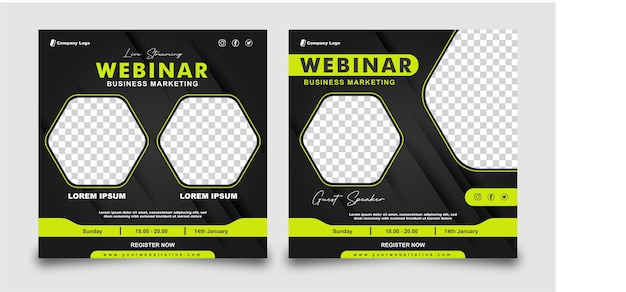 Vector business online webinar media social post template