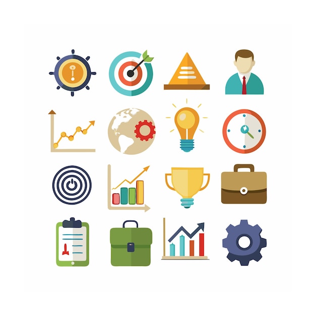 Business or organisation management icon set