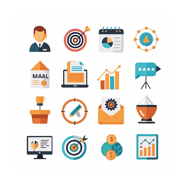 business or organisation management icon set