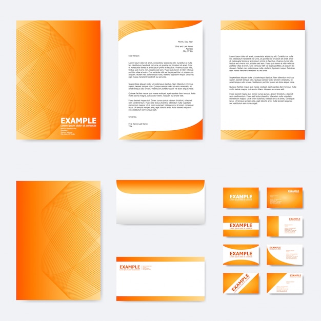 business paper template with abstract curve line on orange