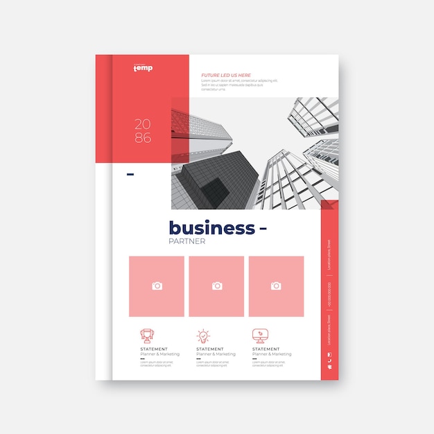 Business partner navy and red color layout design