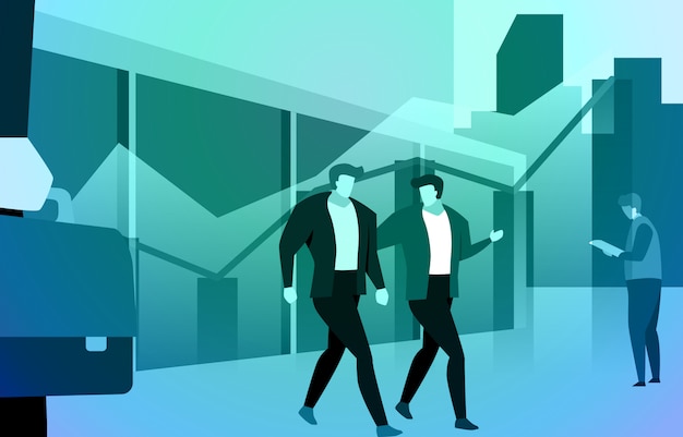 Vector business partner walking and talking