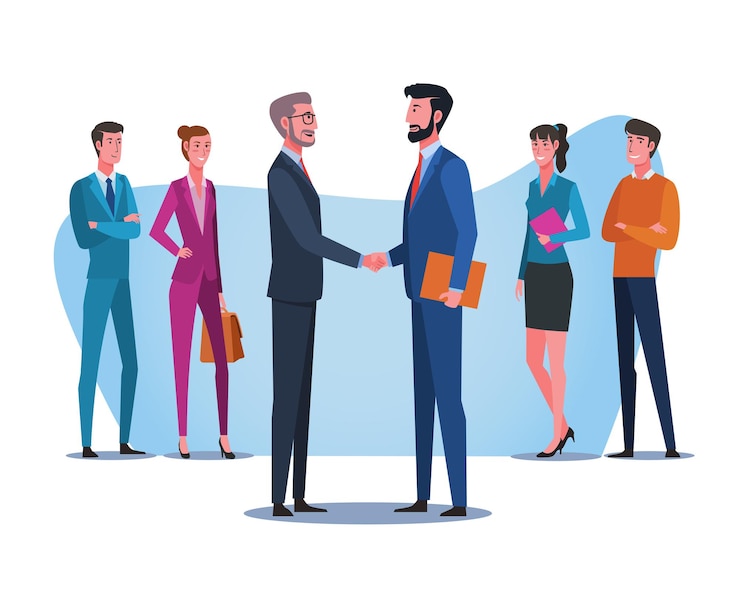 Vector business partnership handshake. businessman shaking hands during a meeting in the office