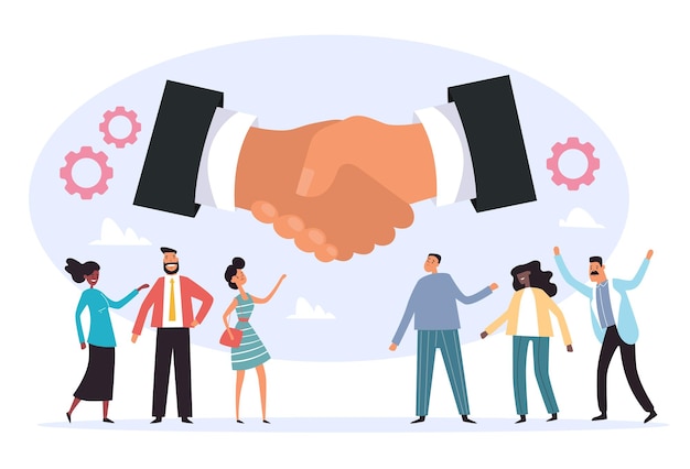 Business partnership handshake concept flat graphic design illustration