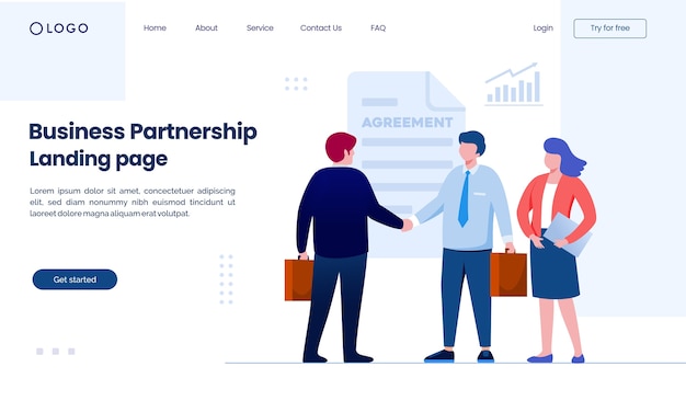 Веб-сайт целевой страницы делового партнерства