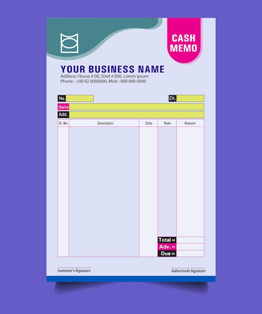 Business payment Cash memo invoice vector template design cash memo design vector business cash me