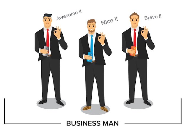 Vector business people character design with good response