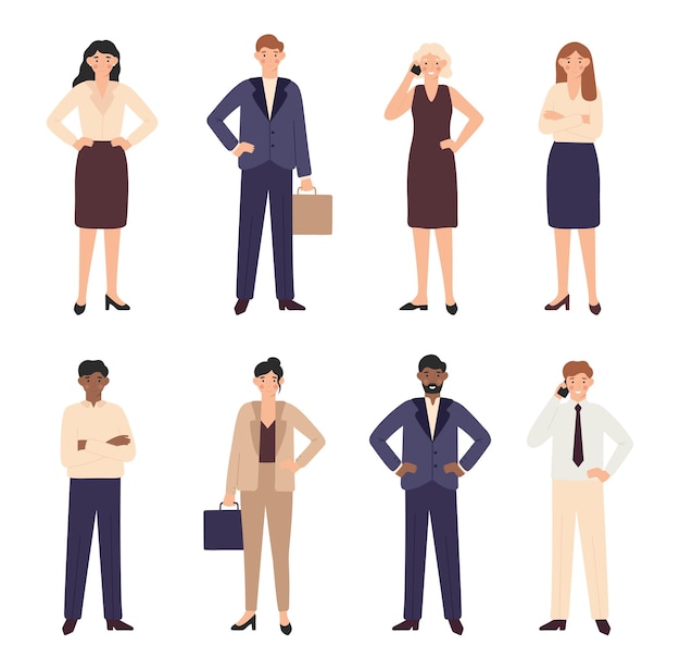 ビジネスの人々のコレクションの女性と男性のキャラクターベクトルキャラクタービジネスチームの人の人々のオフィスのイラスト
