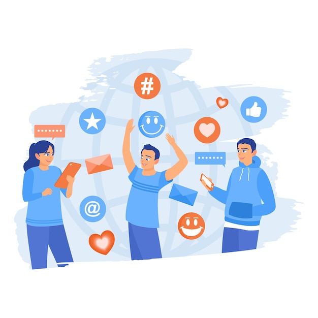 Business people communicate via video call Business team communicating online Team communication concept Flat vector illustration