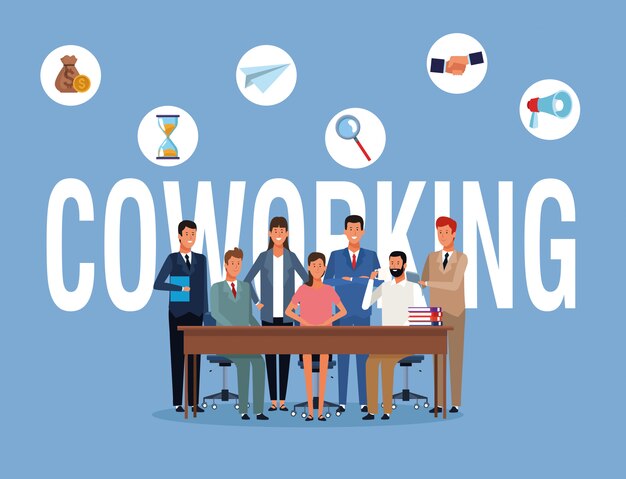 Uomini d'affari coworking