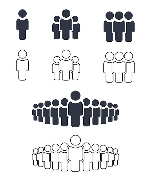 business people crowd silhouette and outline