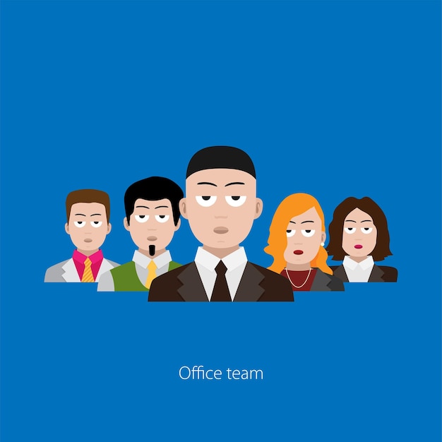 Vector business people group color profile human resources team flat design vector illustration over blue background