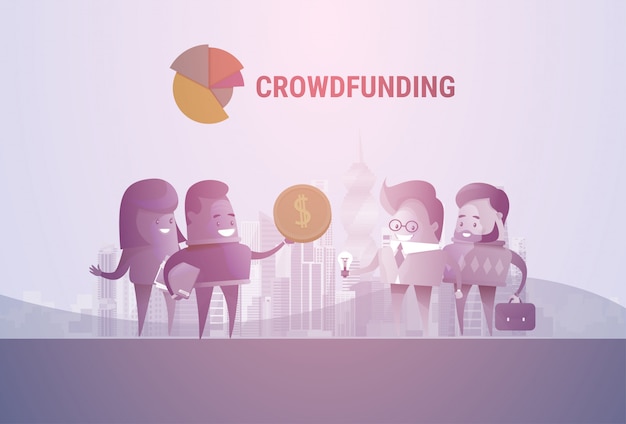 Business people group crowd funding investment concept