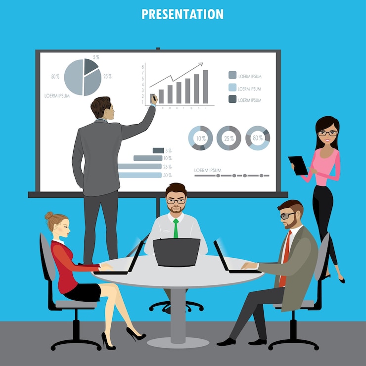 Vector business people group finance or business presentation stock vector illustration