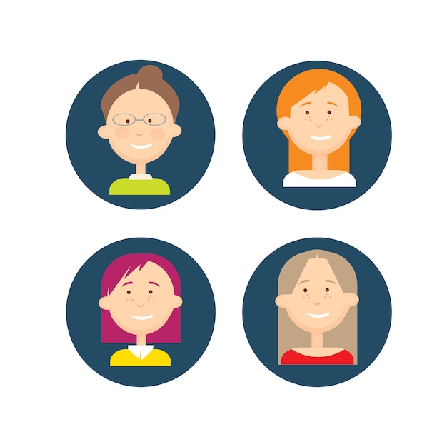 Business people group icon set woman businesspeople team