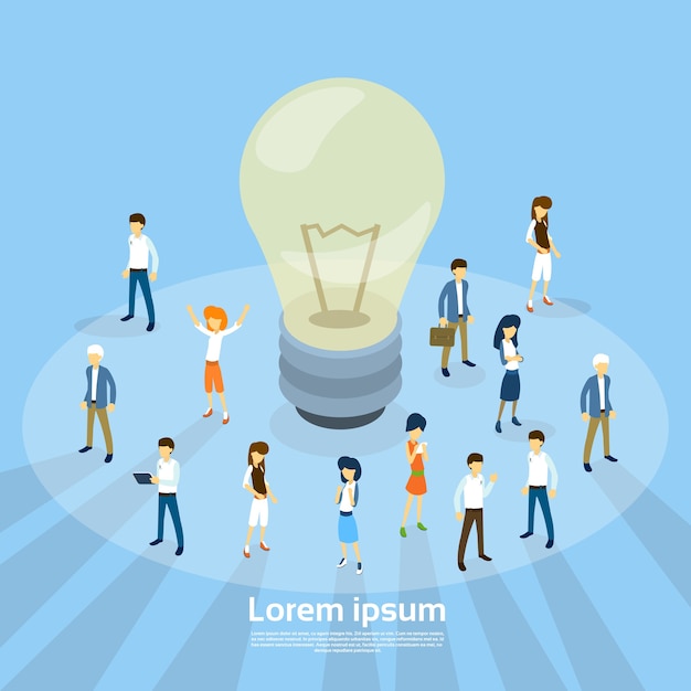Business people group light bulb nuova idea