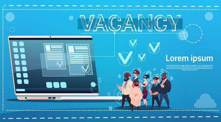 Vector business people group vacancy search online employee position human resources recruitment