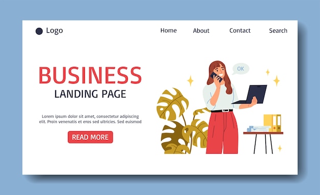 Vector business people hand drawn cartoon landing page