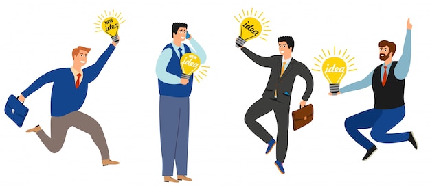 Business people have new ideas collection. illustration of
business idea light bulb, businessman inspiration new idea.