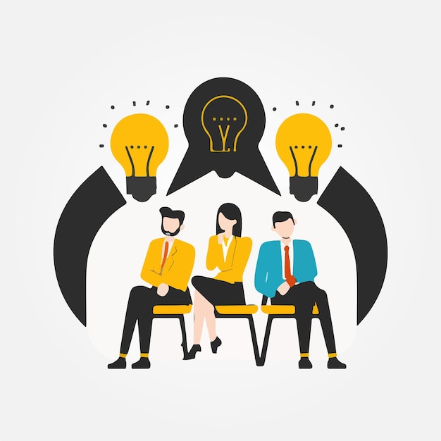 business people having an idea minimalist vector illustration concept