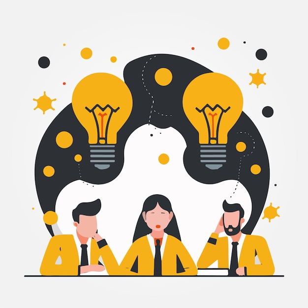 Business people having an idea minimalist vector illustration concept