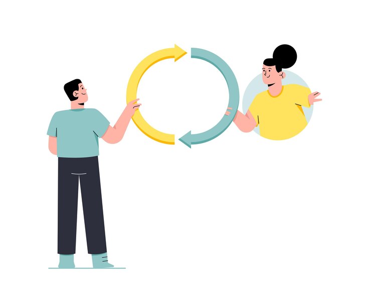 Business people holding consistency circle symbol