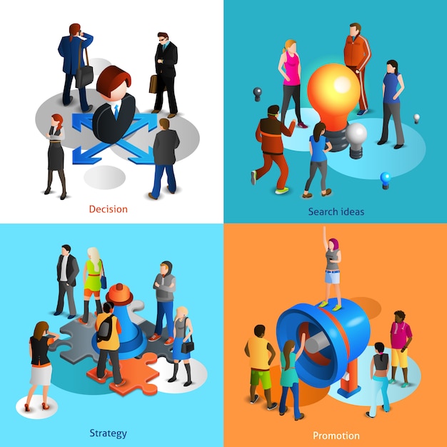 Vector business people icons set