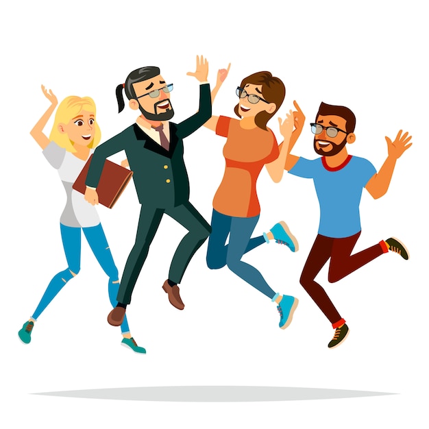 Business people jumping illustration