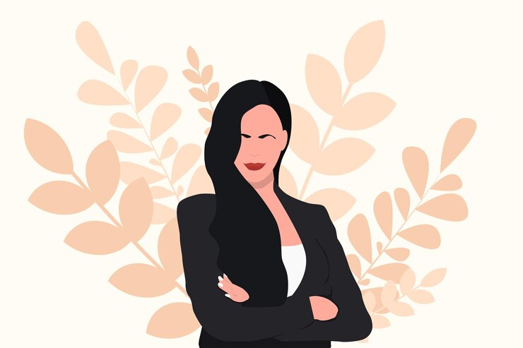 Vector business people lady bossportrait of a lucky girl in a suit business woman smiling flat illustration
