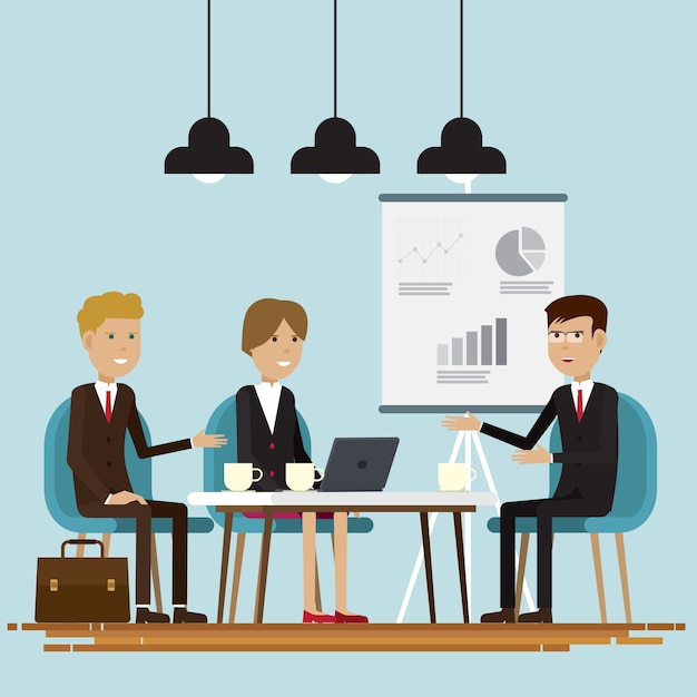 Business people meeting room characters illustration vector