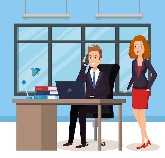 business people in the office isometric avatars 