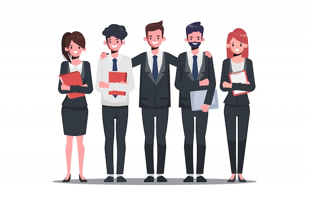 Vector business people in office organization.  businessman and businesswoman  character.