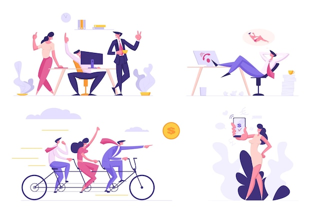 Vector business people set flat illustration