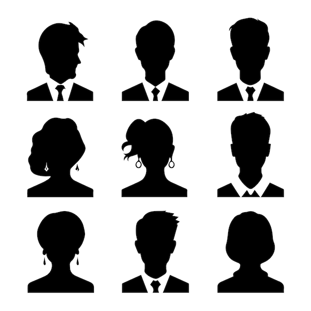 Vector business people silhouette avatar set flat style