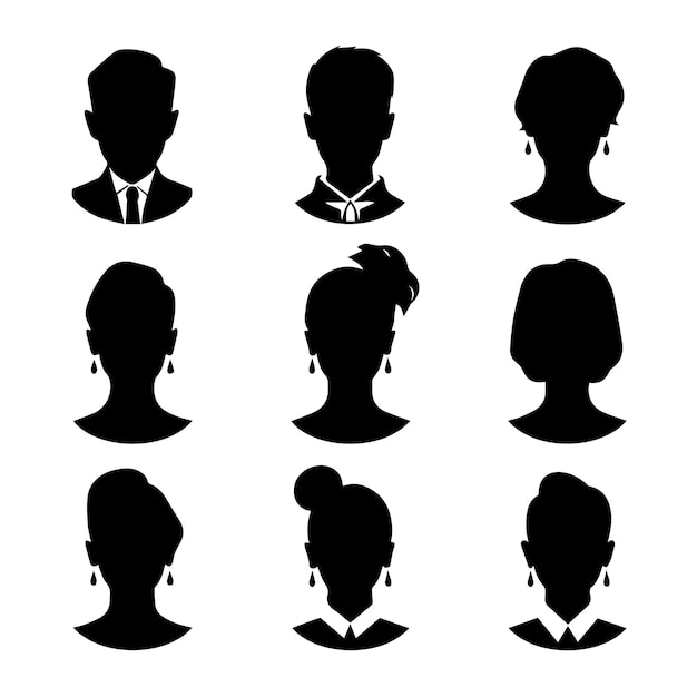 Vector business people silhouette avatar set