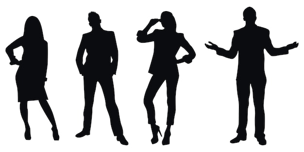 Business People Silhouettes Isolated on White Background Vector